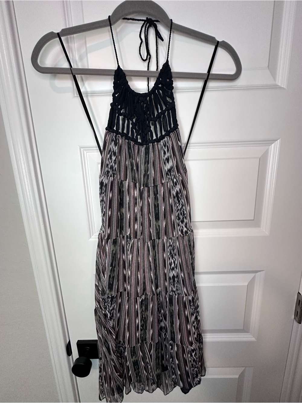 Yaya Aflalo silk  Black, White & Red Striped Knit Dress